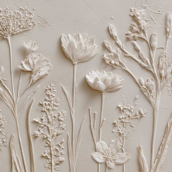White flower and plant art