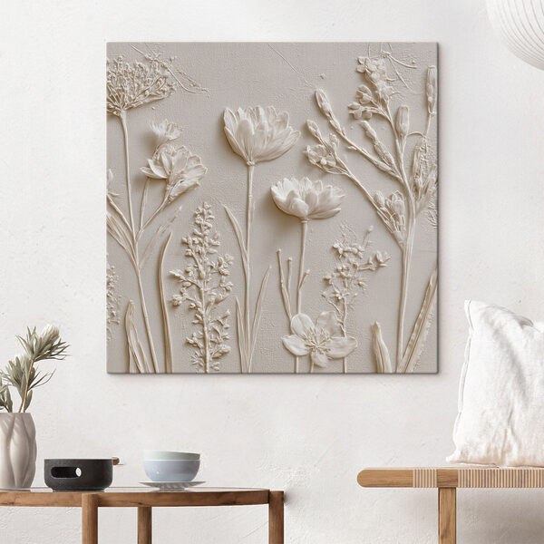Cuadros Arte con flores y plantas blancas
