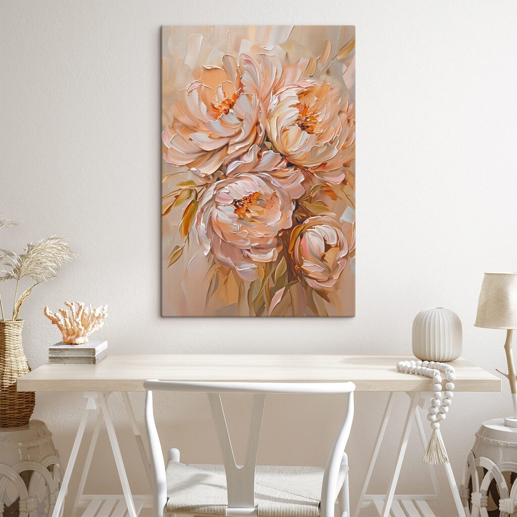 Painting of flowers on a white surface