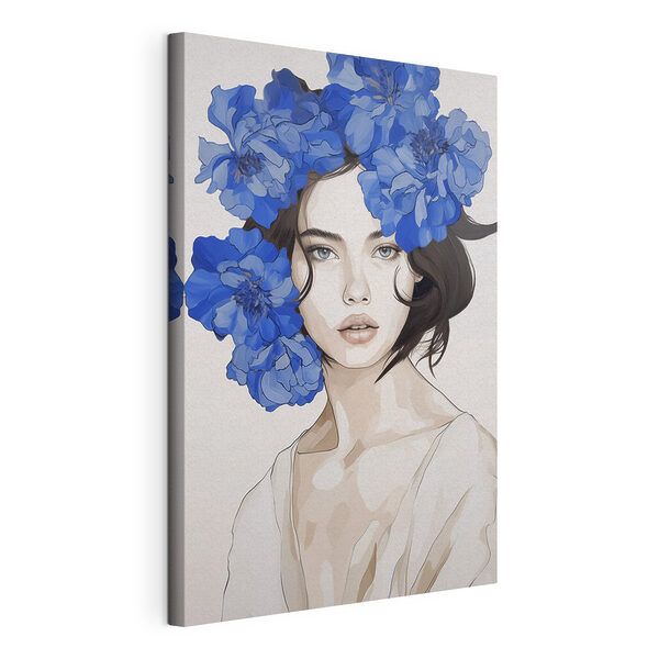 Cuadros Mujer con flores azules en la cabeza (SKU: s45756) Cuadros Cuadros Mujer con flores azules en la cabeza (SKU: s45756)