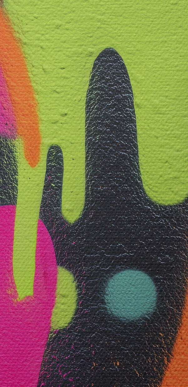 Vibrant colors splash on a wall