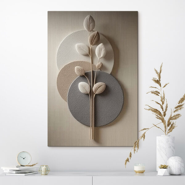 Group of round plates with a plant on it