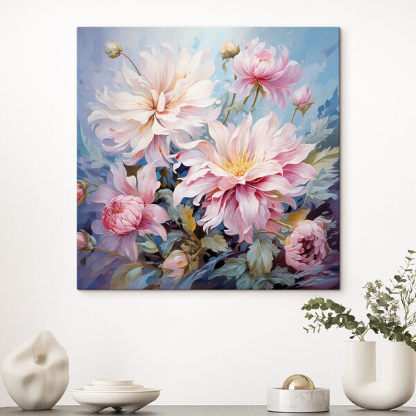 Painting of flowers on a blue background Painting of flowers on a blue background