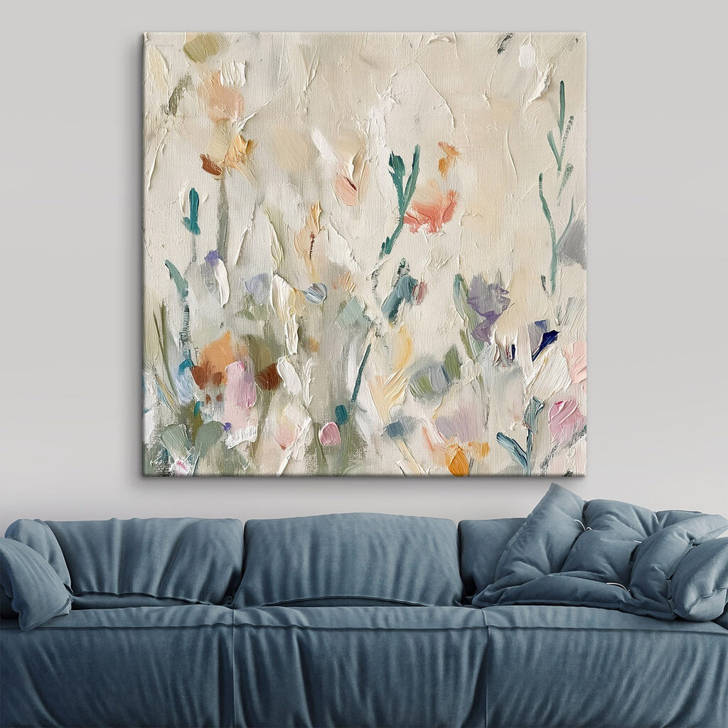Painting of flowers on a white surface Painting of flowers on a white surface