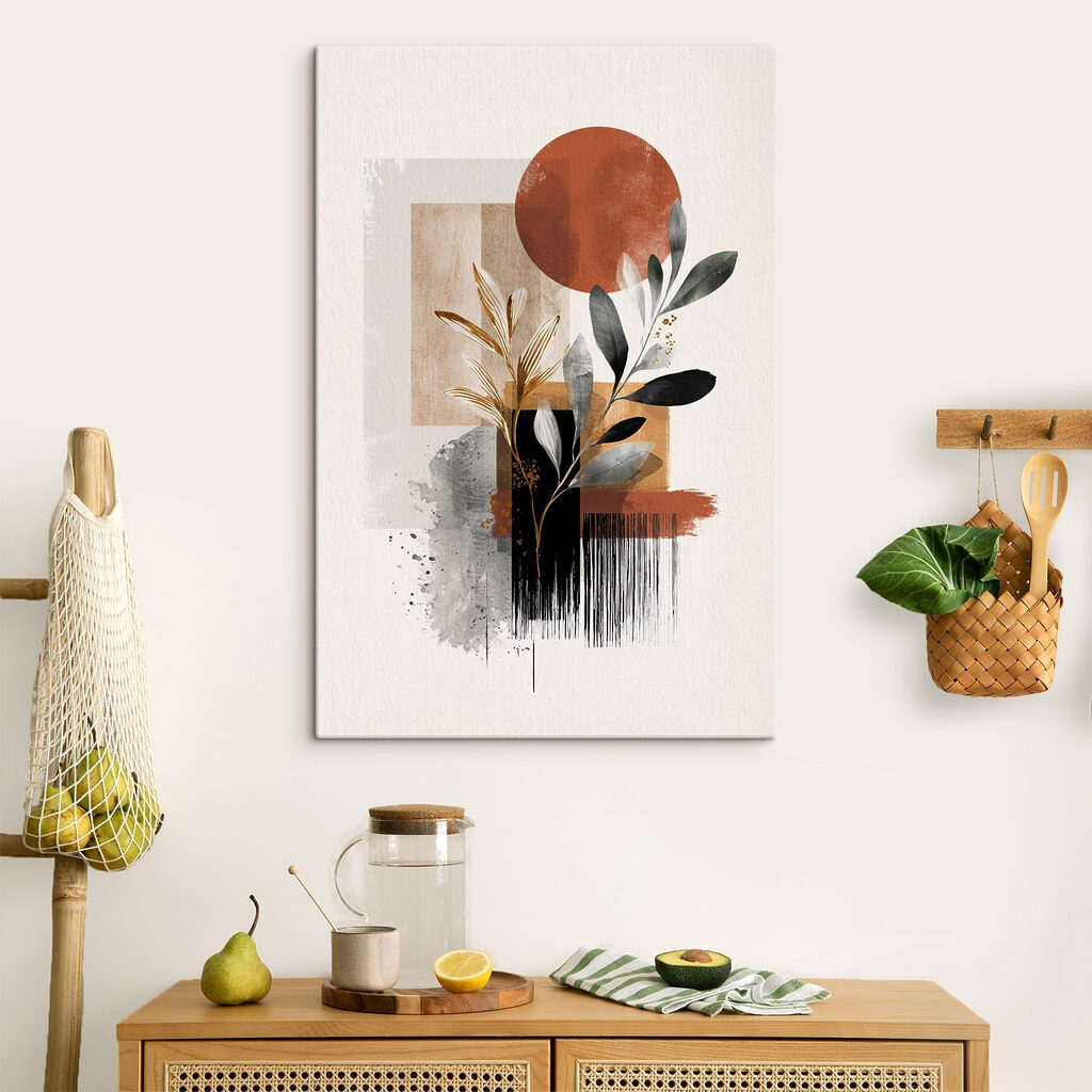 Painting of leaves and circles