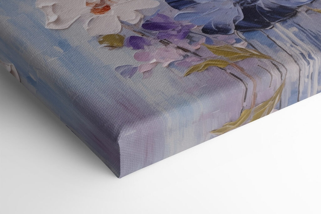 Painting of flowers on a white surface