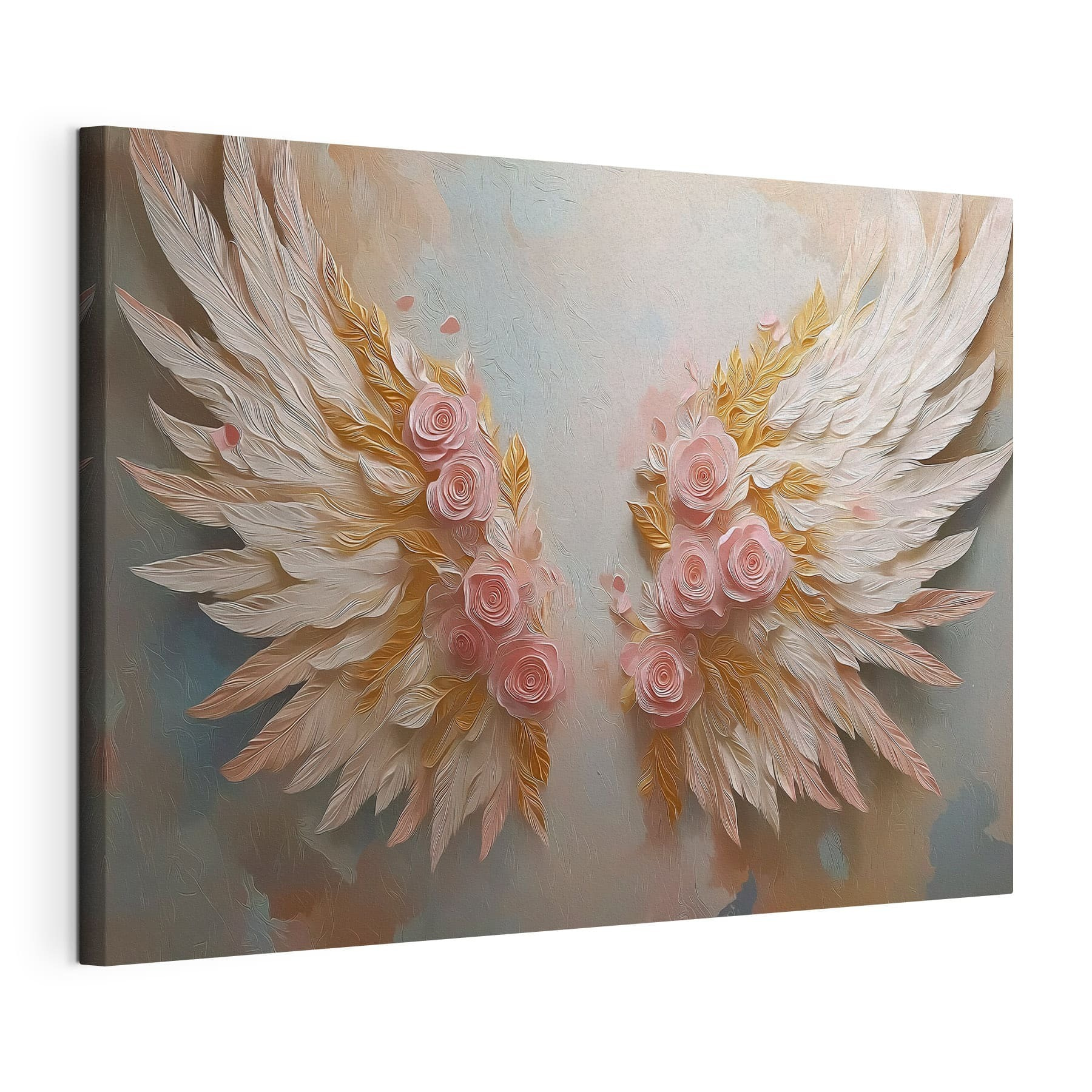 Pink and white wings with flowers Pink and white wings with flowers