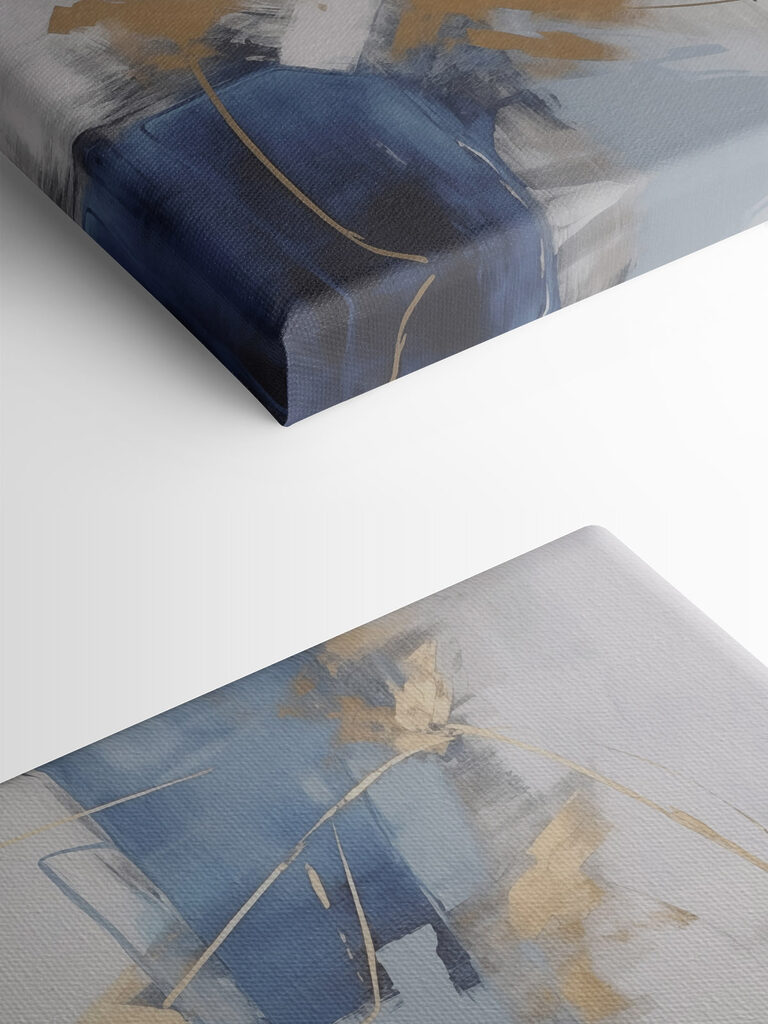 Painting of a blue and white wall