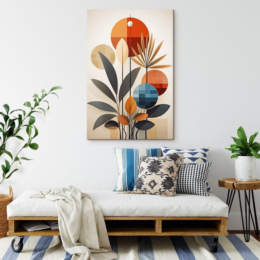 Planta con hojas y círculos Planta con hojas y círculos