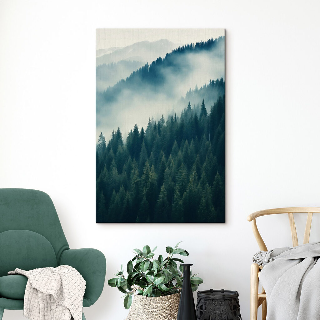 Forest of trees with fog Forest of trees with fog