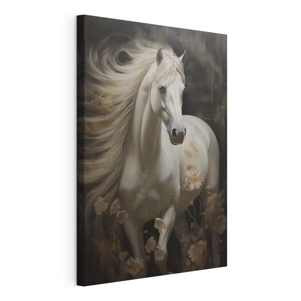 Caballo blanco con crin y cola largas Cuadros Caballo blanco con crin y cola largas