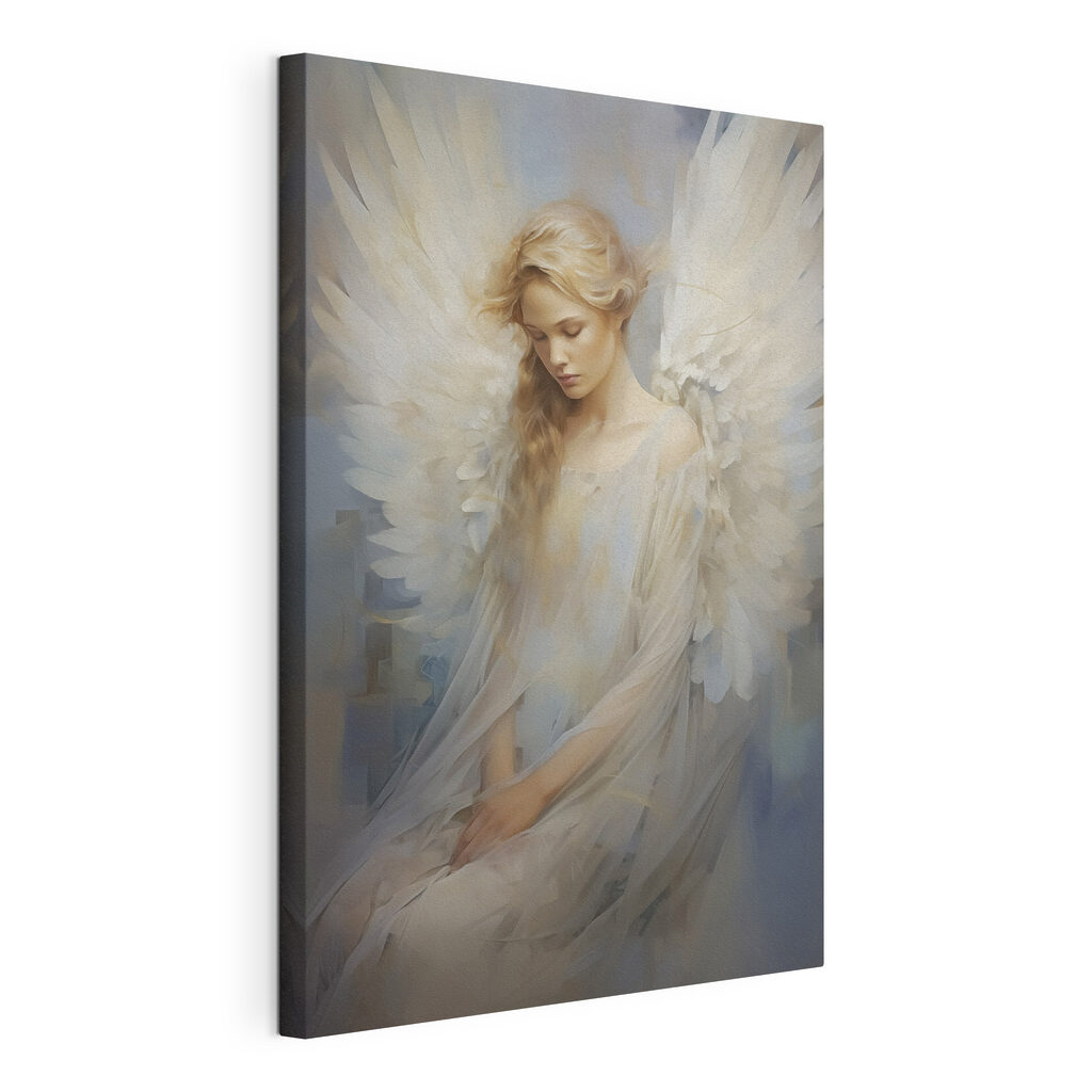 Woman in a white dress with wings Woman in a white dress with wings