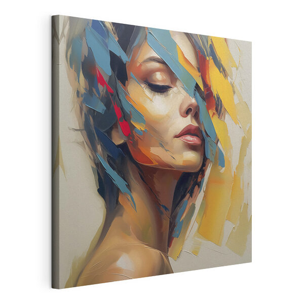 Cuadros Cuadro de una mujer con pintura de colores en la cara (SKU: s46918) Cuadros Cuadros Cuadro de una mujer con pintura de colores en la cara (SKU: s46918)