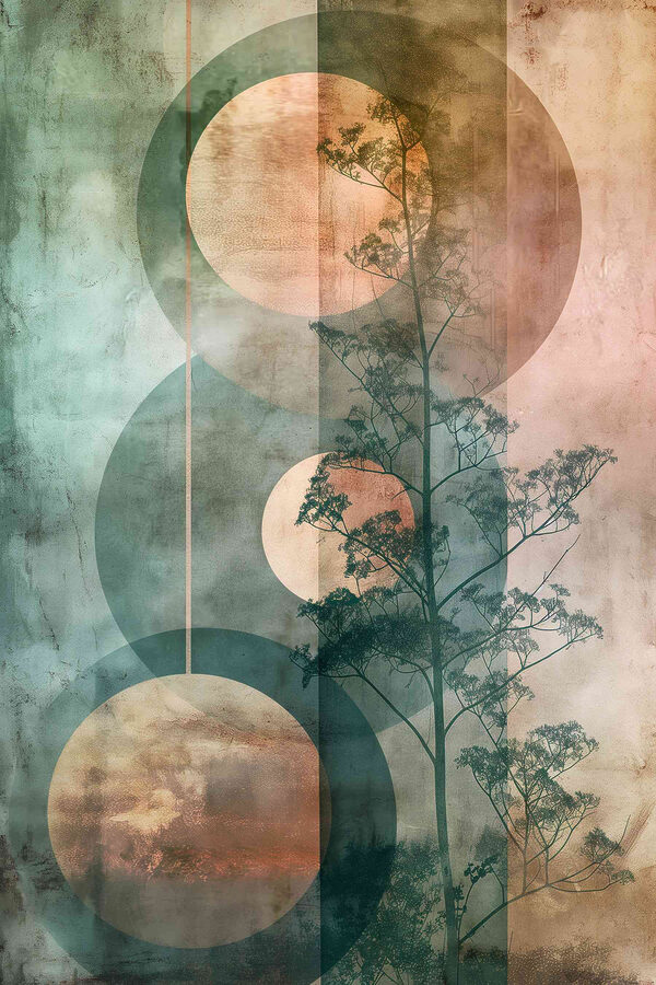 Tree and circles on a wall