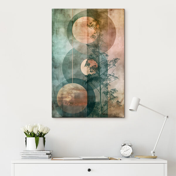 Tree and circles on a wall