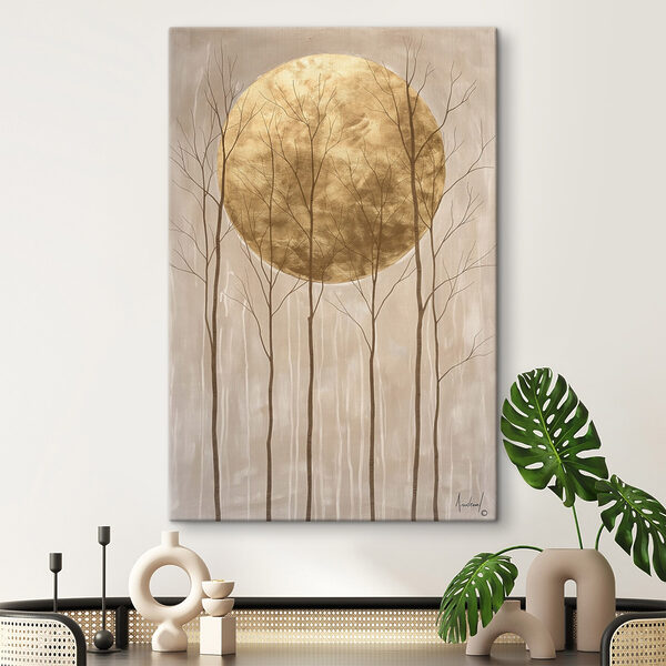 Cuadros Cuadro en el que aparecen árboles y una luna grande