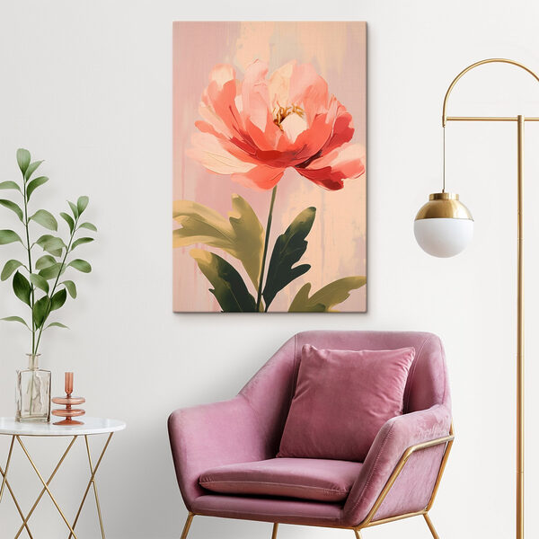 Soft pink bloom with lush leaves
