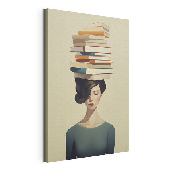 Cuadros Mujer con una pila de libros en la cabeza (SKU: s47334) Cuadros Cuadros Mujer con una pila de libros en la cabeza (SKU: s47334)