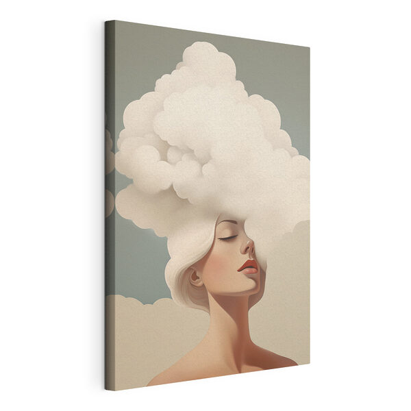 Cuadros Mujer con el pelo blanco y nubes entre el pelo (SKU: s47338) Cuadros Cuadros Mujer con el pelo blanco y nubes entre el pelo (SKU: s47338)
