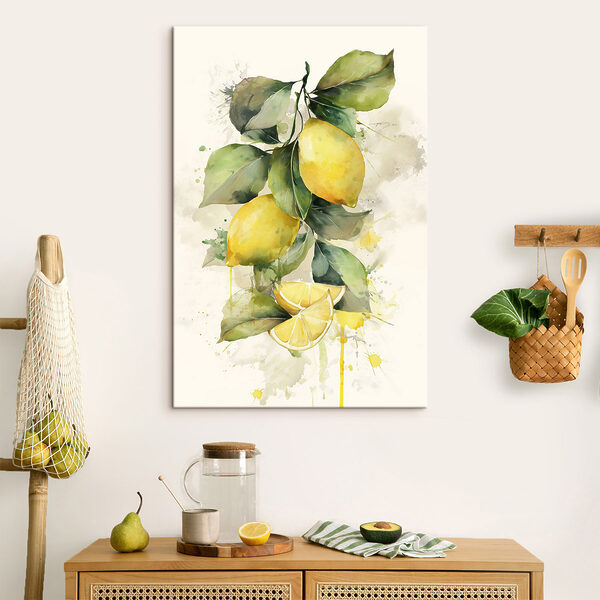 Pintura en acuarela de limones y hojas Pintura en acuarela de limones y hojas