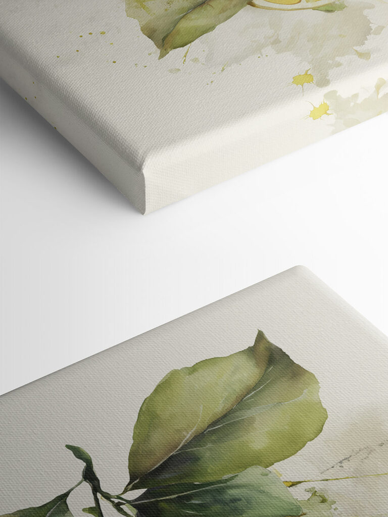 Pintura en acuarela de limones y hojas Pintura en acuarela de limones y hojas