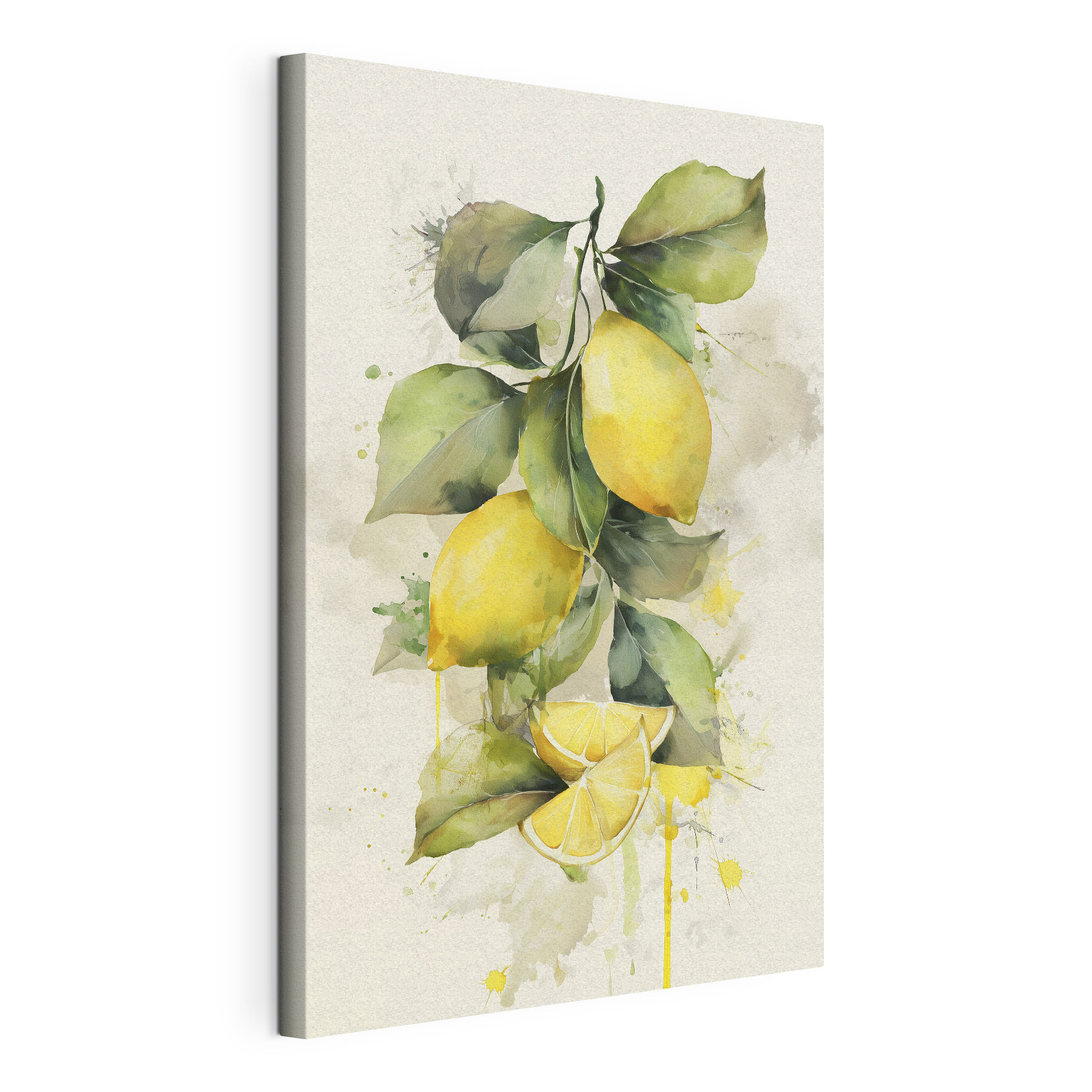 Pintura en acuarela de limones y hojas Pintura en acuarela de limones y hojas