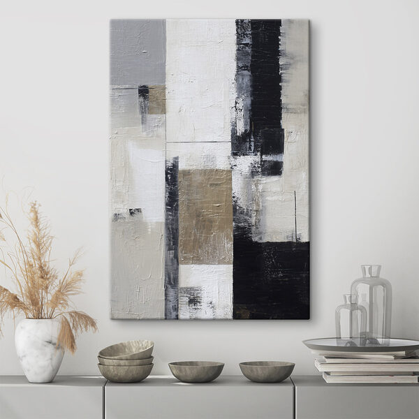 Painting of a white and black rectangular object Painting of a white and black rectangular object