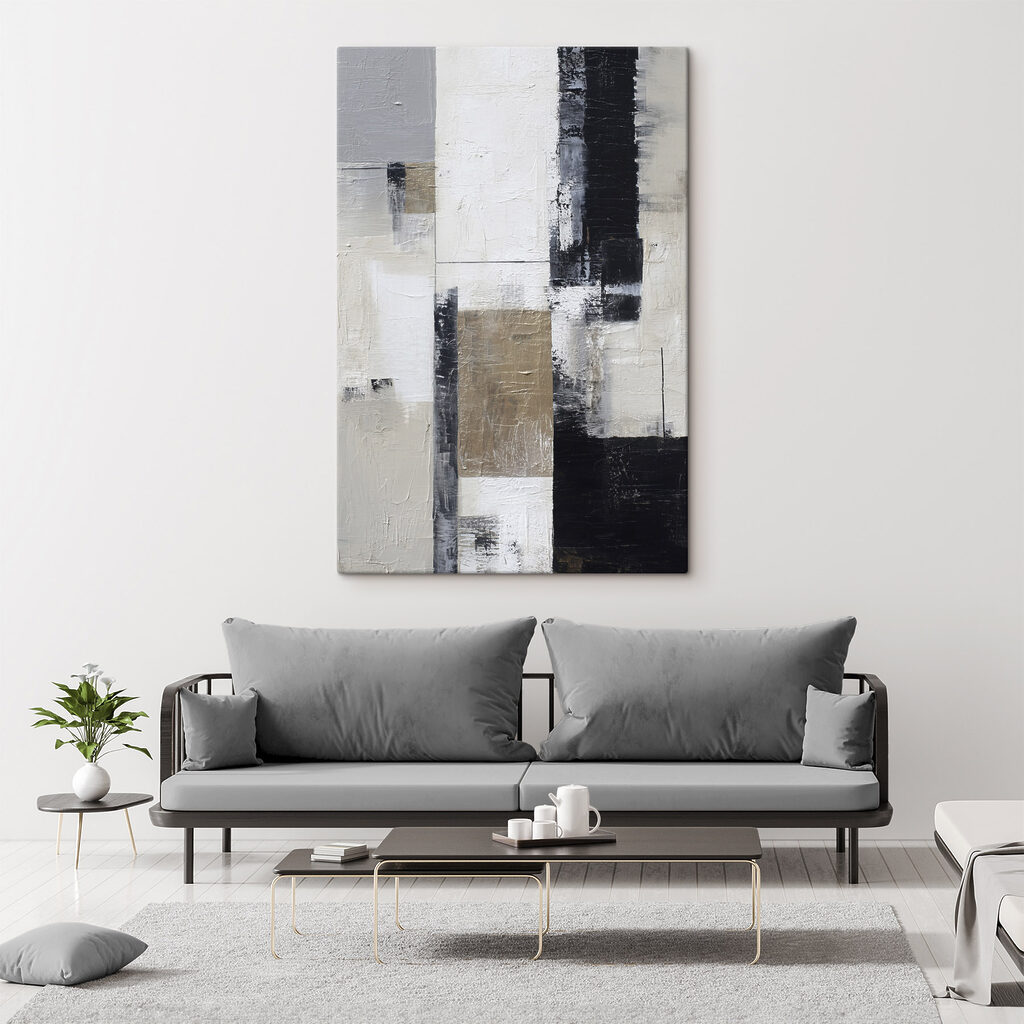 Painting of a white and black rectangular object Painting of a white and black rectangular object