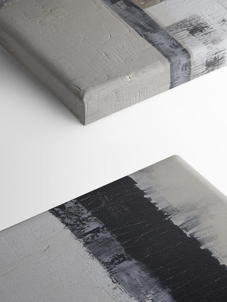 Painting of a white and black rectangular object Painting of a white and black rectangular object