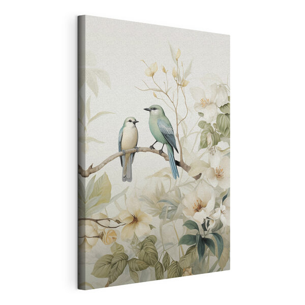 Cuadros Dos pájaros en una rama con flores (SKU: s46896) Cuadros Cuadros Dos pájaros en una rama con flores (SKU: s46896)