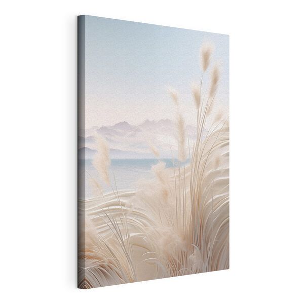 Cuadros Cuadros Hierba blanca con una montaña al fondo (SKU: s47433)