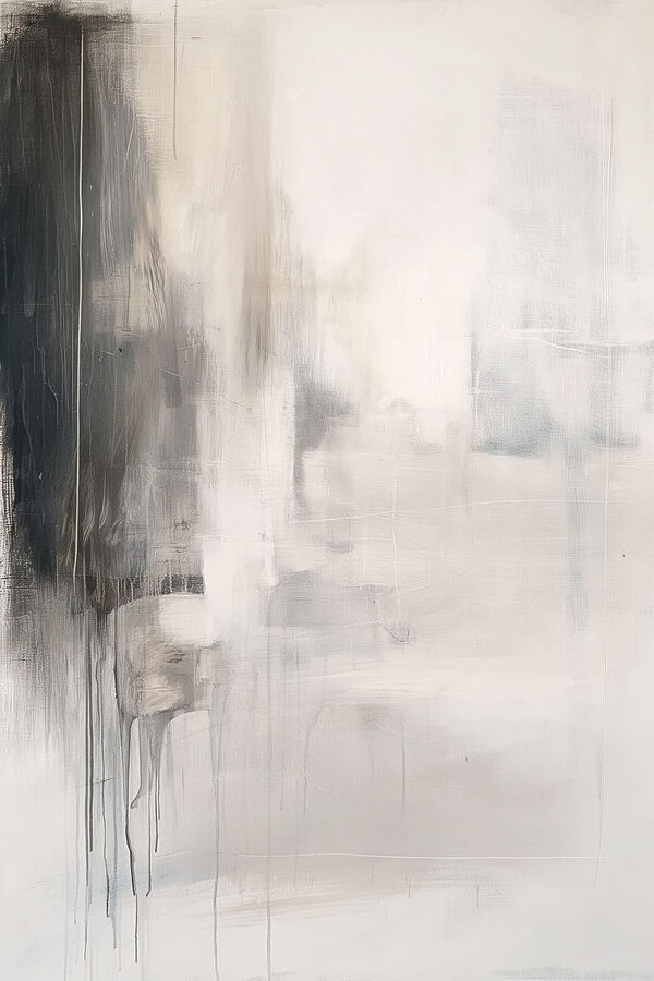 White and black abstract painting