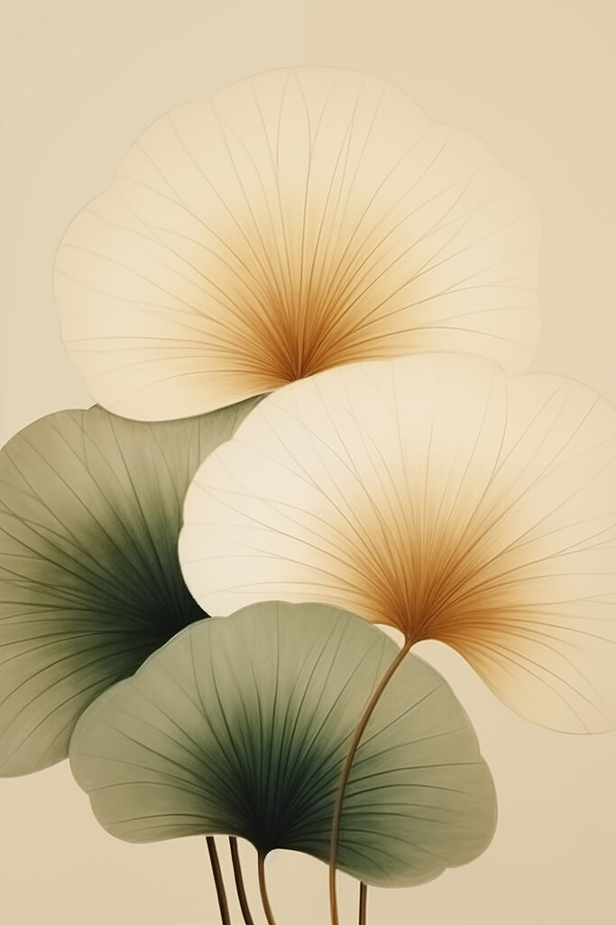 Delicate leaves, soft earth tones