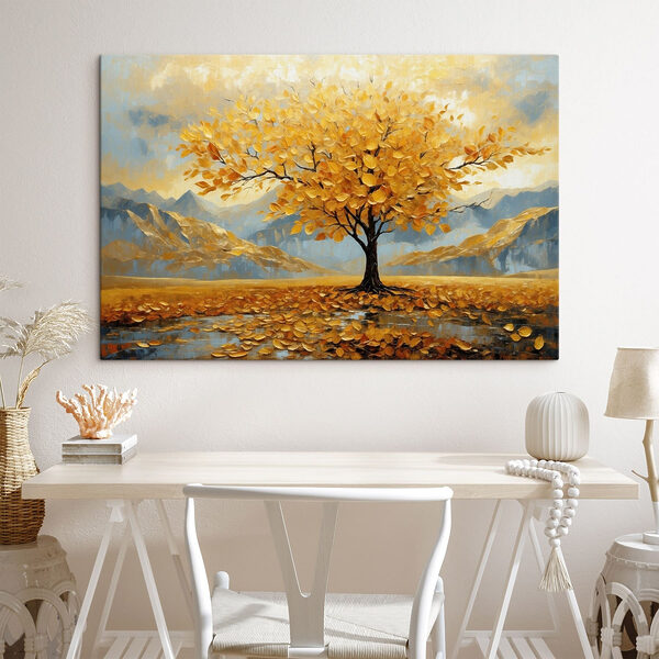 Cuadros Árbol con hojas amarillas en un campo (SKU: s47285) Cuadros Cuadros Árbol con hojas amarillas en un campo (SKU: s47285)