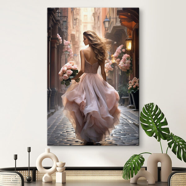 Cuadros Canvas print Woman in a dress holding flowers (SKU: s47316) Cuadros Cuadros Canvas print Woman in a dress holding flowers (SKU: s47316)