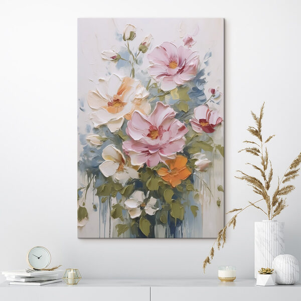Cuadros Cuadros Pintura de flores sobre una superficie blanca (SKU: s48057)