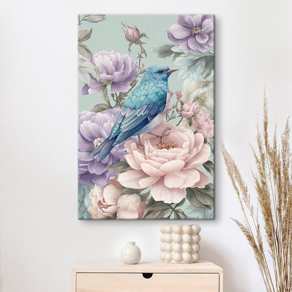 Cuadros Un pájaro azul posado sobre una flor (SKU: s47943) Cuadros Cuadros Un pájaro azul posado sobre una flor (SKU: s47943)