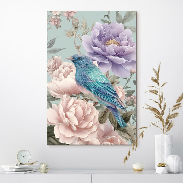 Cuadros Un pájaro azul posado sobre una flor (SKU: s47944) Cuadros Cuadros Un pájaro azul posado sobre una flor (SKU: s47944)