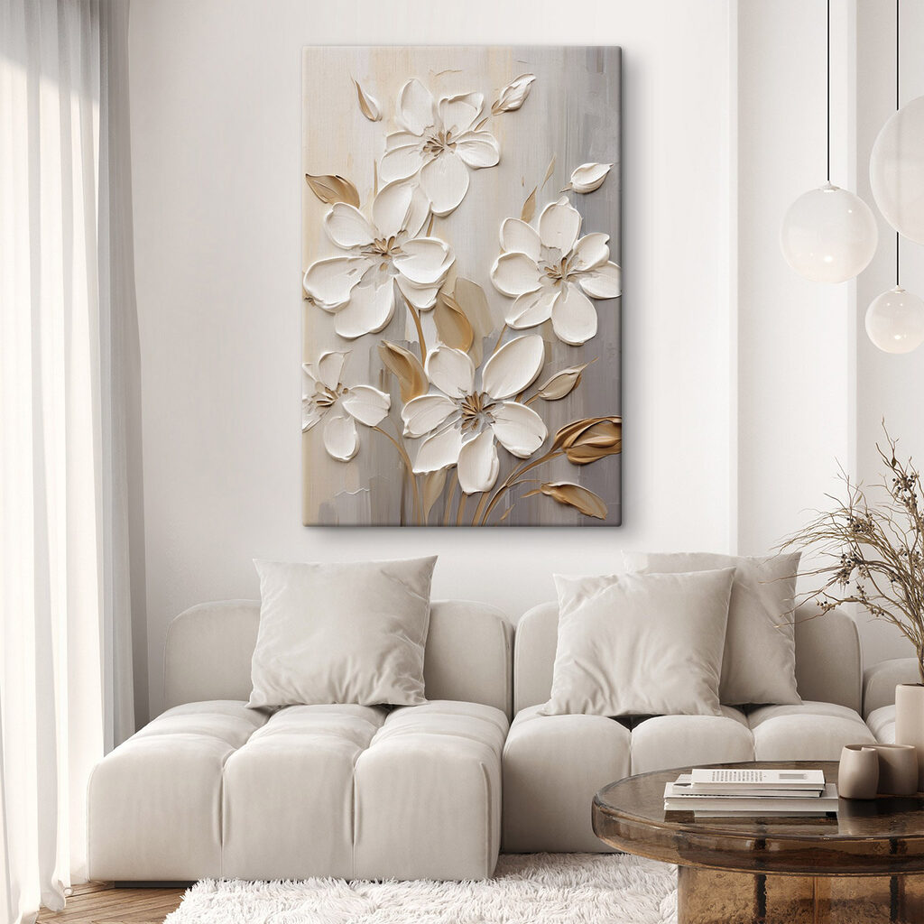 Painting of white flowers Painting of white flowers