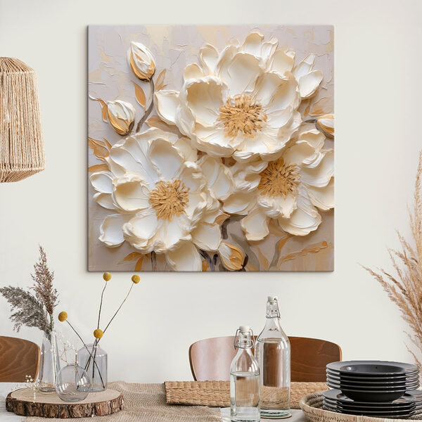 Cuadros Flores blancas en una pared (SKU: s48147) Cuadros Cuadros Flores blancas en una pared (SKU: s48147)