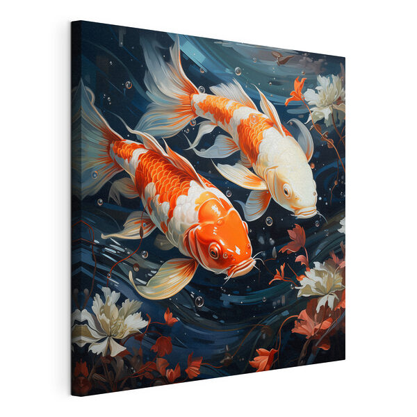 Cuadros Cuadros Un par de peces naranjas y blancos nadando en el agua (SKU: s49660)