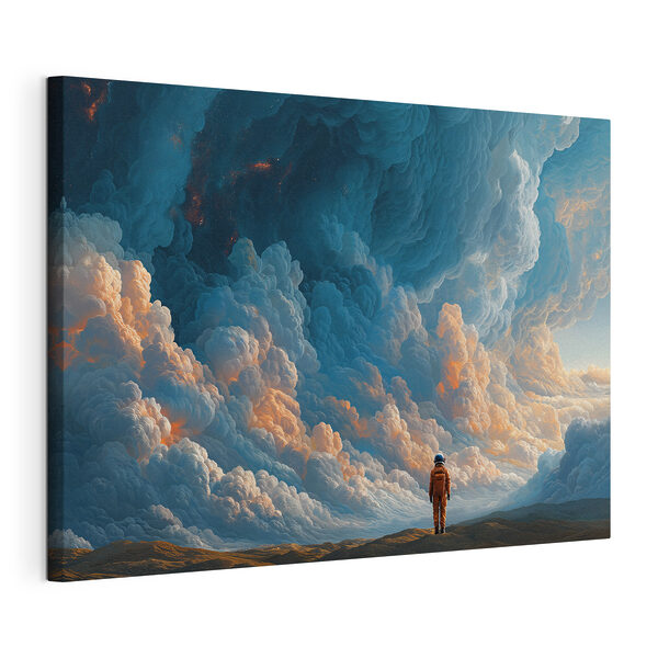 Cuadros Una persona de pie en un desierto con nubes al fondo (SKU: s49635) Cuadros Cuadros Una persona de pie en un desierto con nubes al fondo (SKU: s49635)