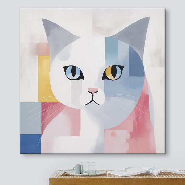 Cuadros Gato con cuadrados de colores