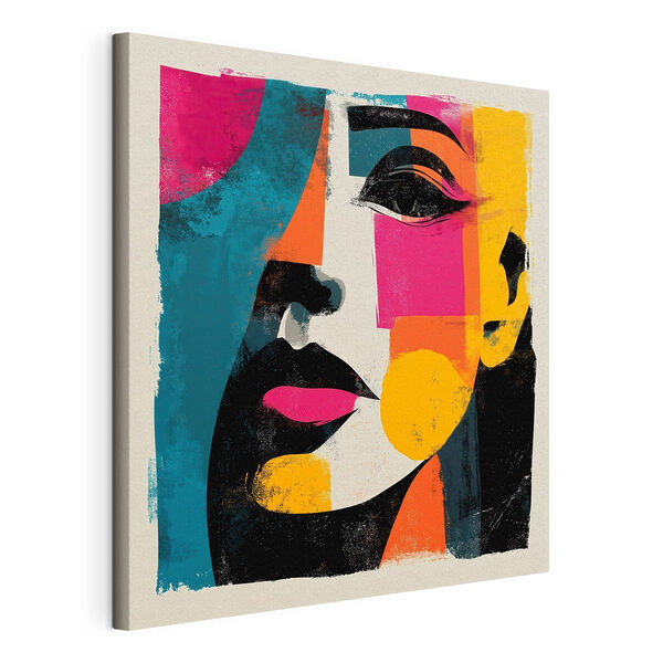 Cuadros Cuadros Rostro de una mujer con cuadrados de colores (SKU: s49544)