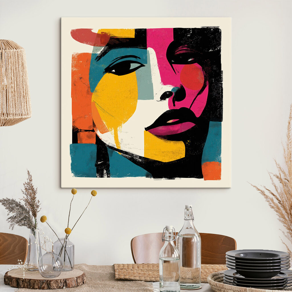 Rostro de una mujer con pintura de colores Rostro de una mujer con pintura de colores