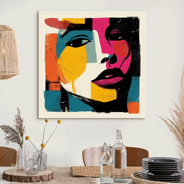 Rostro de una mujer con pintura de colores Rostro de una mujer con pintura de colores