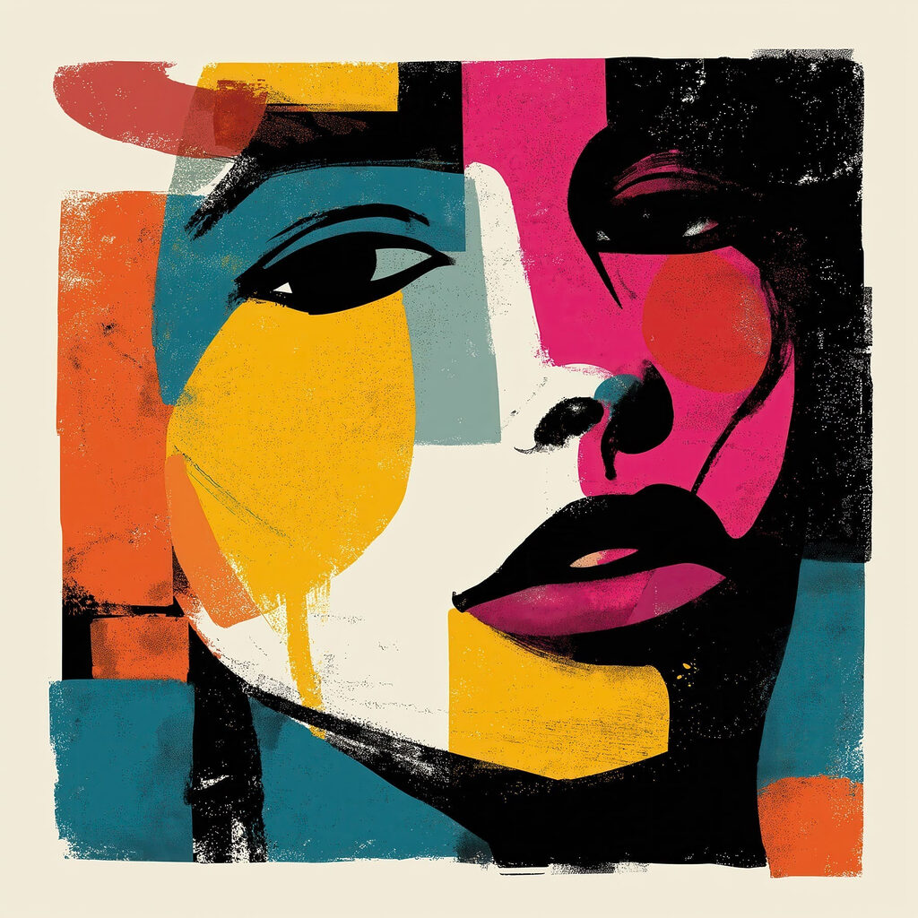 Rostro de una mujer con pintura de colores Rostro de una mujer con pintura de colores