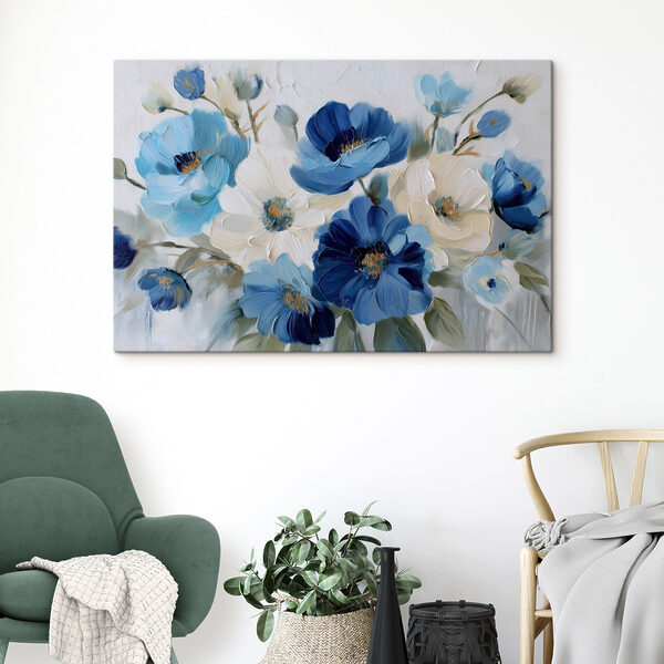Painting of blue and white flowers Painting of blue and white flowers