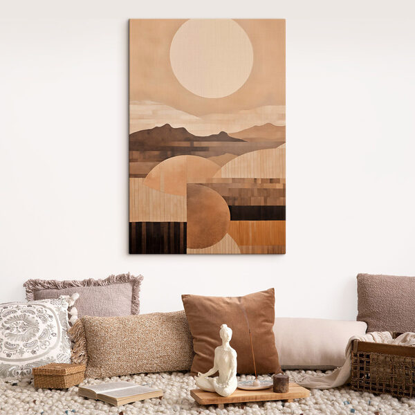 Painting of mountains and sun Painting of mountains and sun