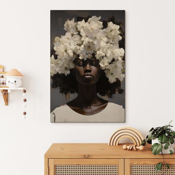 Woman with flowers on her head